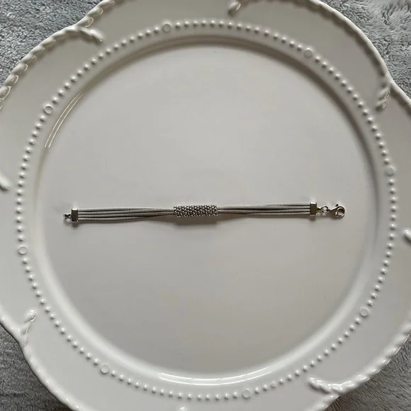 AE Sterling Silver 925 Multistrand Wheat Link Caviar Accent Bracelet 7.25" Italy - Picture 2 of 7